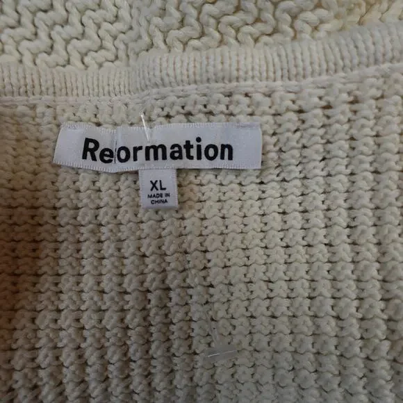 Reformation Top Womens Extra Large Suzanne Cotton Knit Tank Halter Crochet Cream - Picture 7 of 10